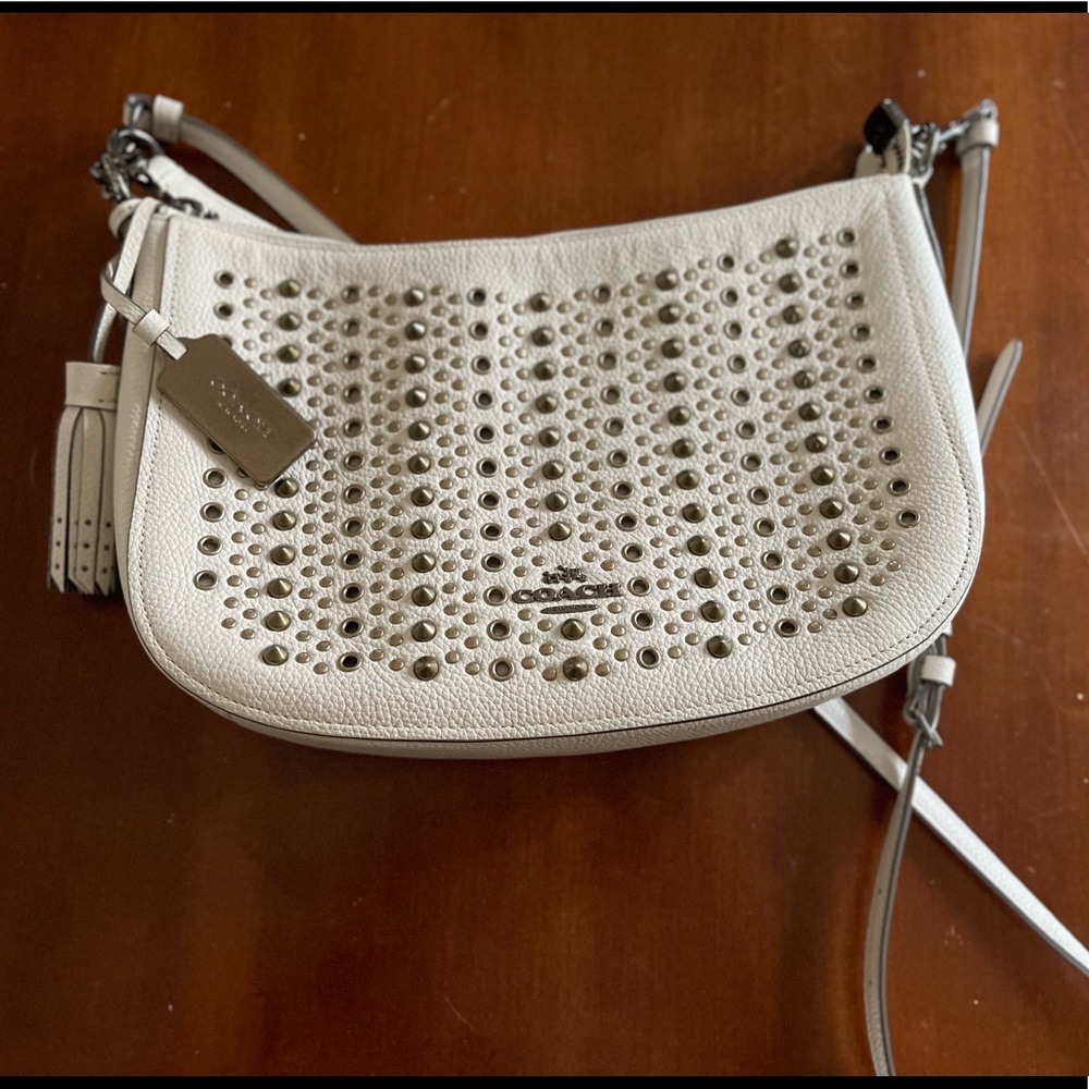 Coach White Studded Crossbody